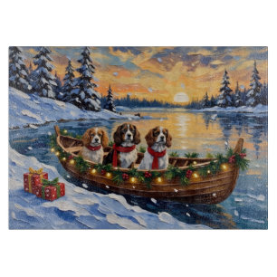 Cavalier King Charles Spaniel Christmas Boat Cutting Board