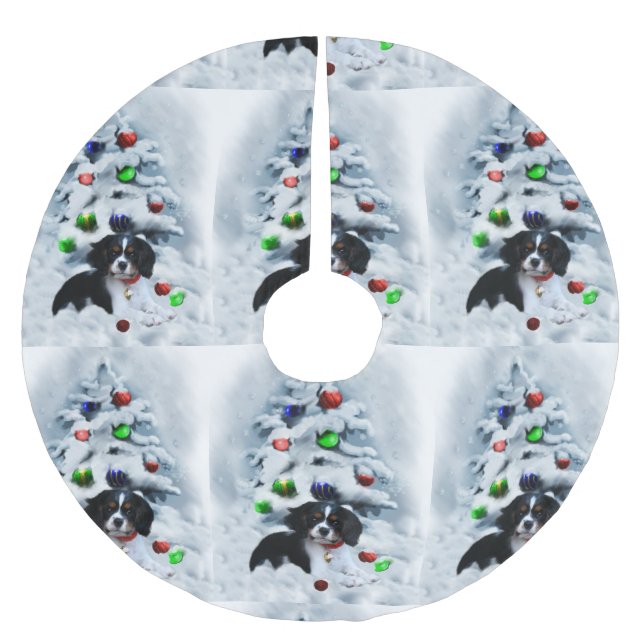Cavalier King Charles Spaniel Christmas Brushed Polyester Tree Skirt (Front)