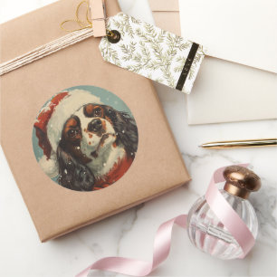 Cavalier King Charles Spaniel Christmas  Classic Round Sticker