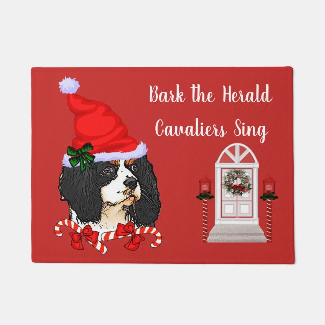 Cavalier King Charles Spaniel Christmas  Doormat (Front)
