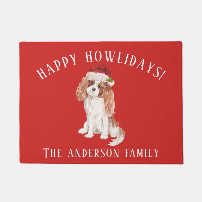 Cavalier King Charles Spaniel Christmas Doormat (Front)