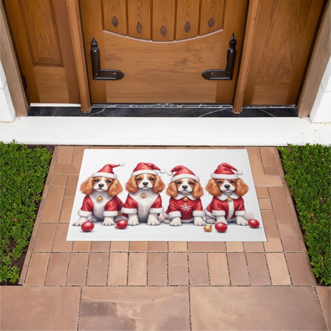 Cavalier King Charles Spaniel Christmas Dress Doormat (Outdoor)