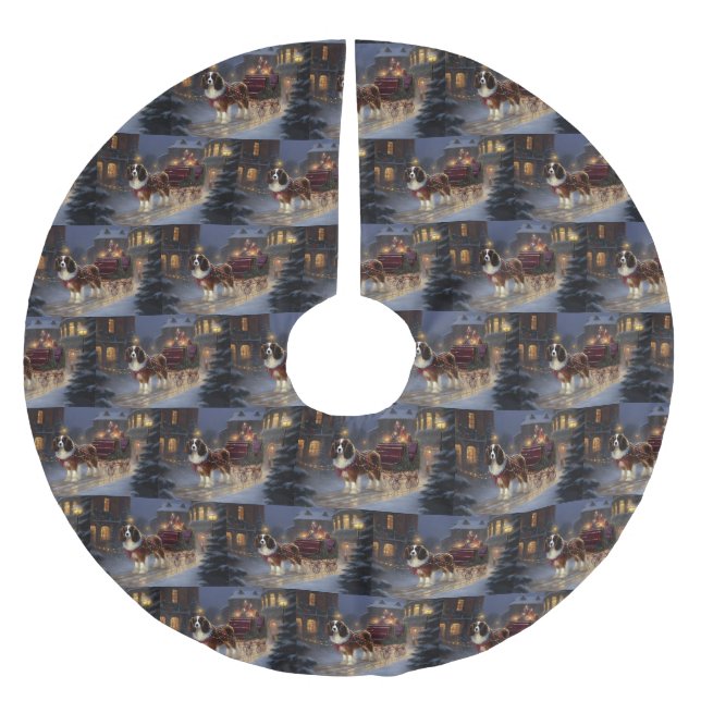 Cavalier King Charles Spaniel Christmas Festive  Brushed Polyester Tree Skirt (Front)