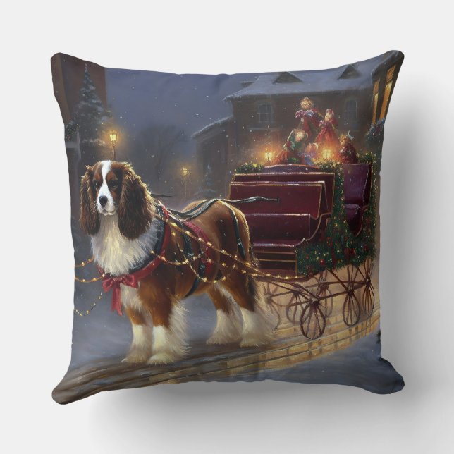 Cavalier King Charles Spaniel Christmas Festive  Cushion (Back)
