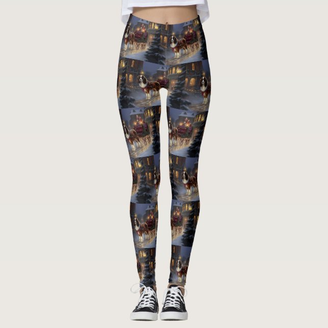 Cavalier King Charles Spaniel Christmas Festive  Leggings (Front)