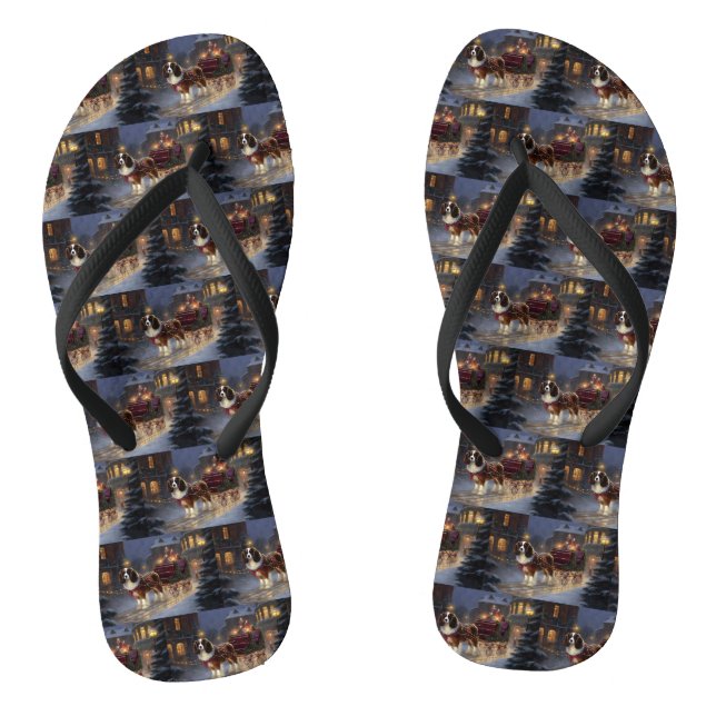Cavalier King Charles Spaniel Christmas Festive  Thongs (Footbed)