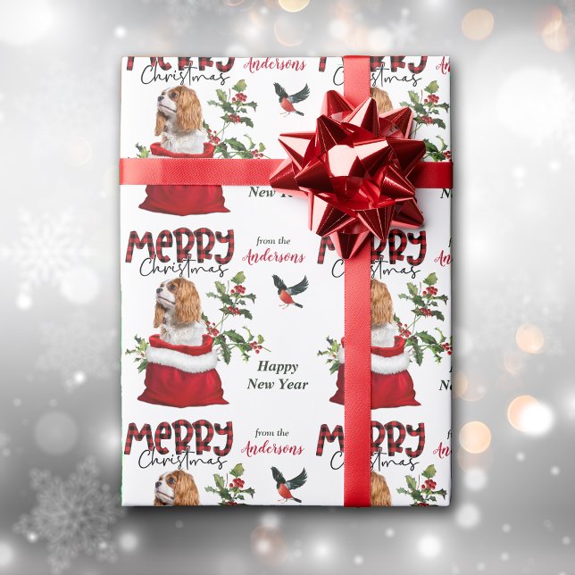 Cavalier King Charles Spaniel Christmas Gift Bag Wrapping Paper (Creator Uploaded)