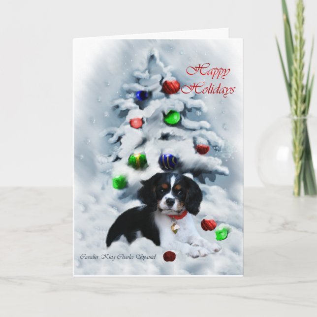 Cavalier King Charles Spaniel  Christmas Gifts Holiday Card (Front)