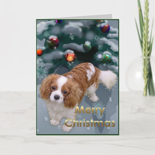 Cavalier King Charles Spaniel Christmas Gifts Holiday Card (Front)