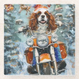 Cavalier King Charles Spaniel Christmas Glass Coaster