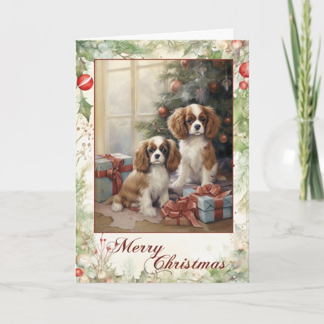 Cavalier King Charles Spaniel Christmas Holiday Card (Front)