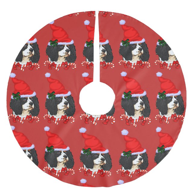 Cavalier King Charles Spaniel Christmas Merry Brushed Polyester Tree Skirt (Front)
