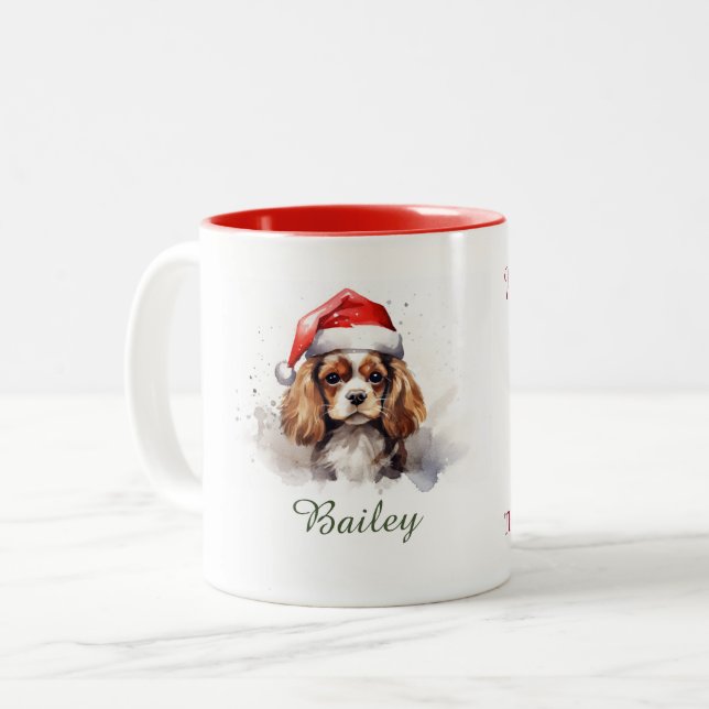 Cavalier King Charles Spaniel Christmas Mug (Front Left)