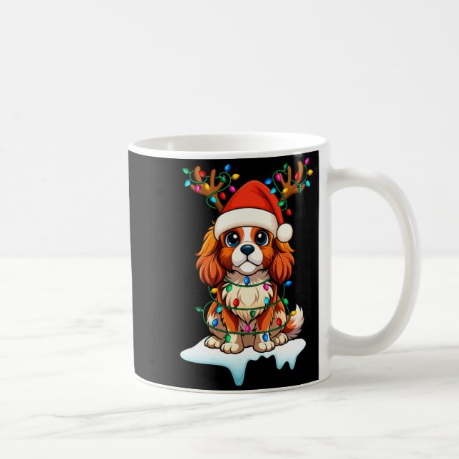 Cavalier King Charles Spaniel Christmas Reindeer P Coffee Mug (Right)