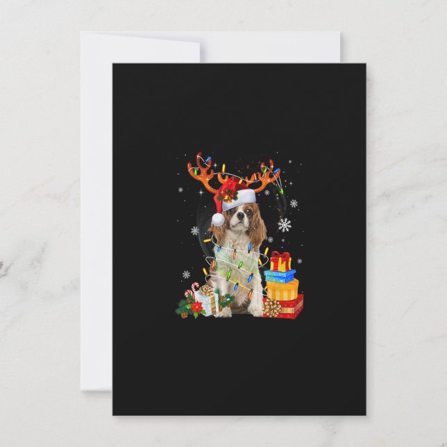 Cavalier King Charles Spaniel Christmas Reindeer S Invitation (Front)