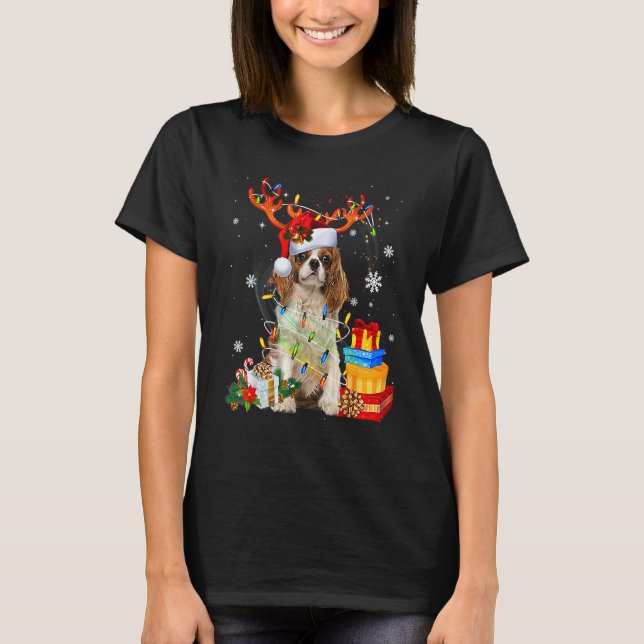 Cavalier King Charles Spaniel Christmas Reindeer S T-Shirt (Front)
