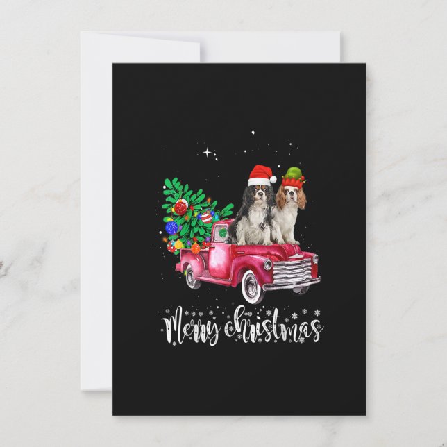 Cavalier King Charles Spaniel Christmas Ride Red T Invitation (Front)