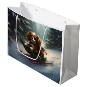 Cavalier King Charles Spaniel Christmas snow Large Gift Bag