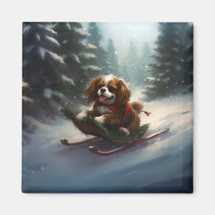 Cavalier King Charles Spaniel Christmas snow Magnet