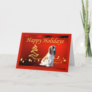 Cavalier King Charles Spaniel Christmas Stars Gree Holiday Card