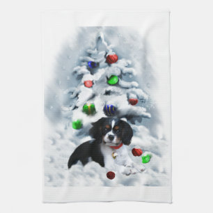 Cavalier King Charles Spaniel Christmas Tea Towel