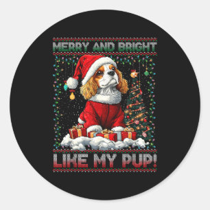 Cavalier King Charles Spaniel Christmas Tree Decor Classic Round Sticker