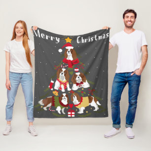 Cavalier King Charles Spaniel Christmas Tree Xmas Fleece Blanket