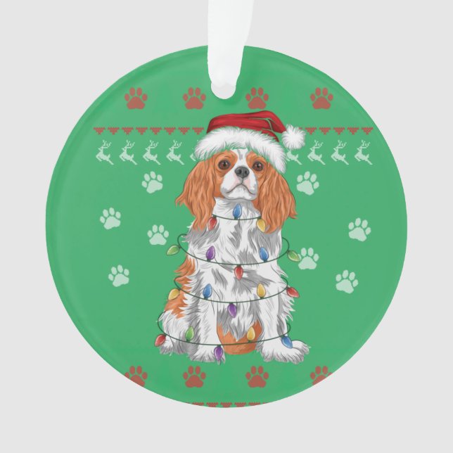 Cavalier King Charles Spaniel Christmas Ugly Sweat Ornament (Front)
