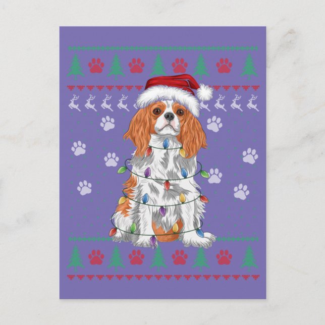 Cavalier King Charles Spaniel Christmas Ugly Sweat Postcard (Front)