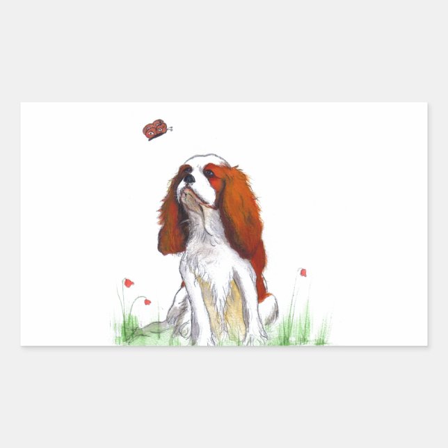 Cavalier King Charles Spaniel CKC Rectangular Sticker (Front)