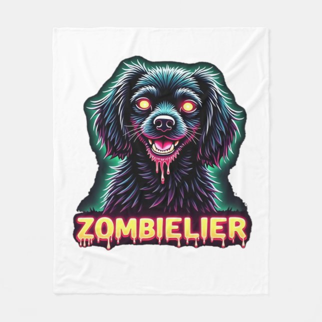 Cavalier King Charles Spaniel CKCS Zombie Dog Hall Fleece Blanket (Front)