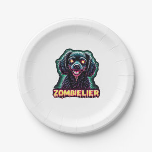 Cavalier King Charles Spaniel CKCS Zombie Dog Hall Paper Plate