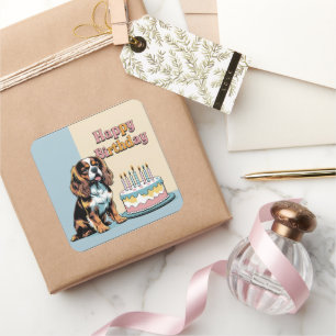 Cavalier King Charles Spaniel Colourful Square Sticker