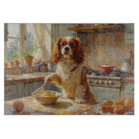 Cavalier King Charles Spaniel Cooking in Kitchen
