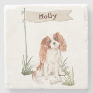 Cavalier King Charles Spaniel Customizable Name Stone Coaster
