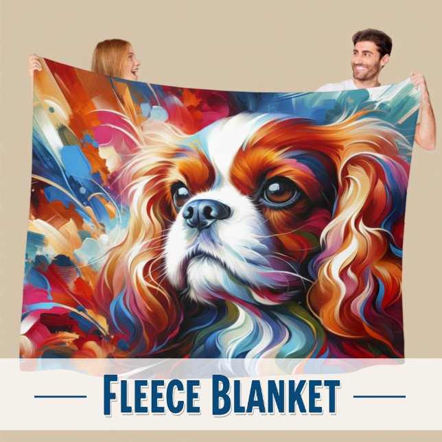 Cavalier King Charles Spaniel Dog Acrylic Art Fleece Blanket (Vibrant Cavalier King Charles Spaniel Fleece Throw: A soft and artistic gift for dog lovers.)