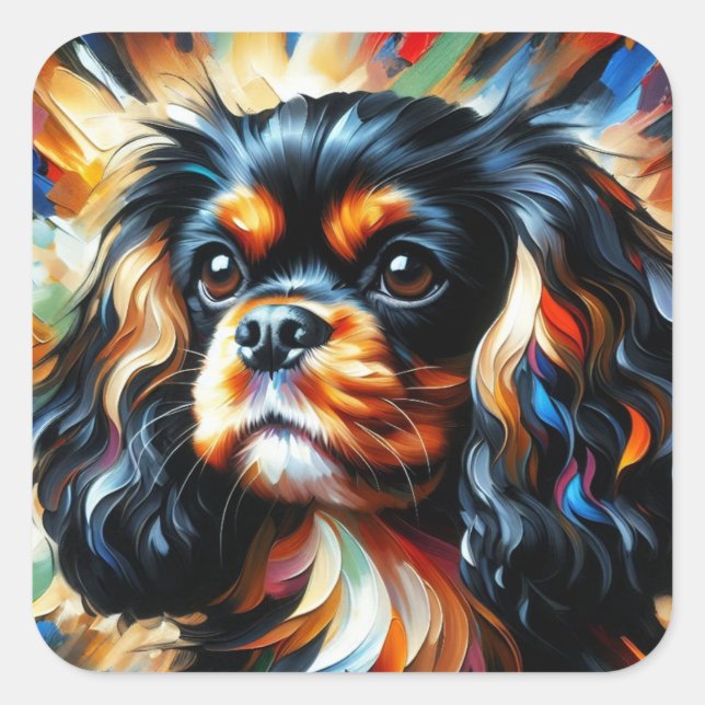 Cavalier King Charles Spaniel Dog Acrylic Print Square Sticker (Front)