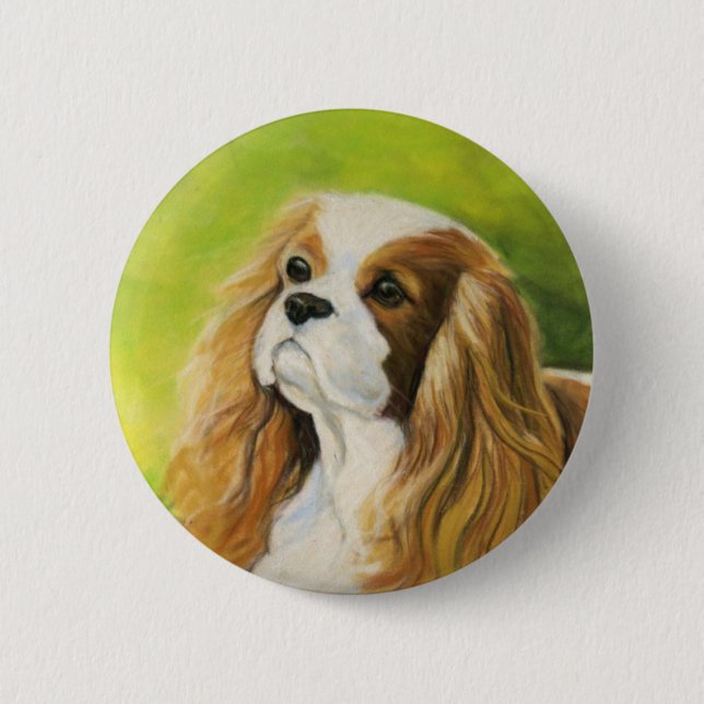 "Cavalier King Charles Spaniel" Dog Art Button (Front)