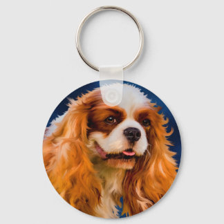 Cavalier King Charles Spaniel Dog Art - Chelsea Key Ring