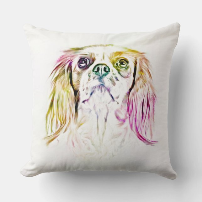 Cavalier King Charles Spaniel Dog Art Painting Cushion (Front)