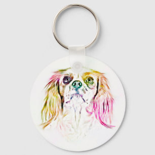 Cavalier King Charles Spaniel Dog Art Painting Key Ring