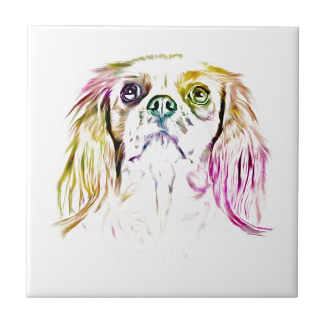 Cavalier King Charles Spaniel Dog Art Painting Tile (Front)