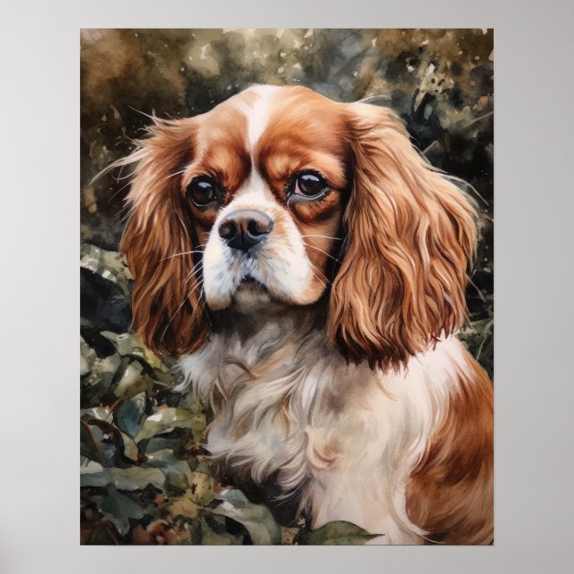 Cavalier King Charles Spaniel Dog Art Print Poster (Front)