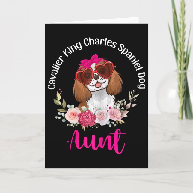 Cavalier King Charles Spaniel Dog Aunt Floral Vale Card (Front)