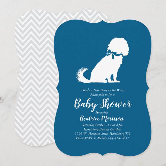 Cavalier King Charles Spaniel Dog Baby Shower Boy Invitation (Front/Back)