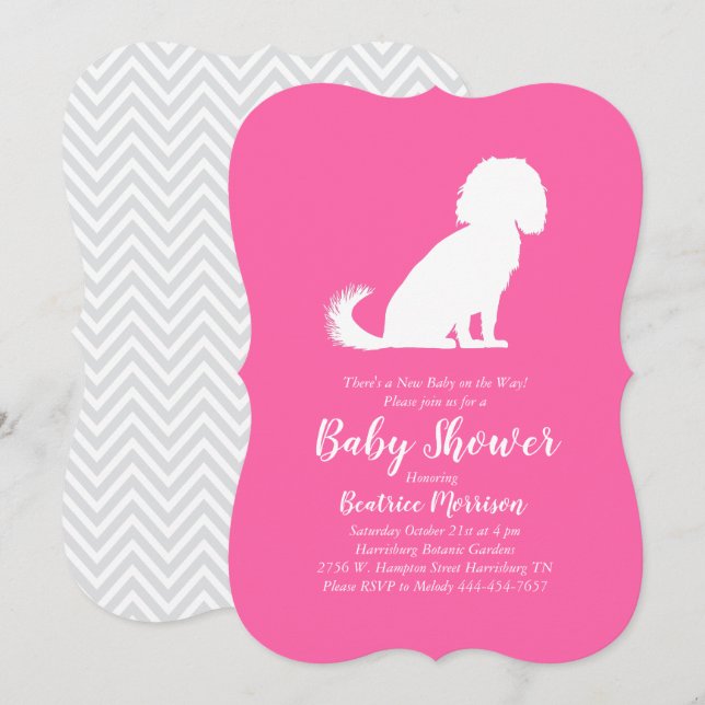 Cavalier King Charles Spaniel Dog Baby Shower Girl Invitation (Front/Back)