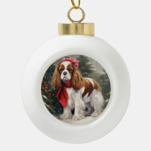 Cavalier King Charles Spaniel Dog Christmas Ceramic Ball Christmas Ornament