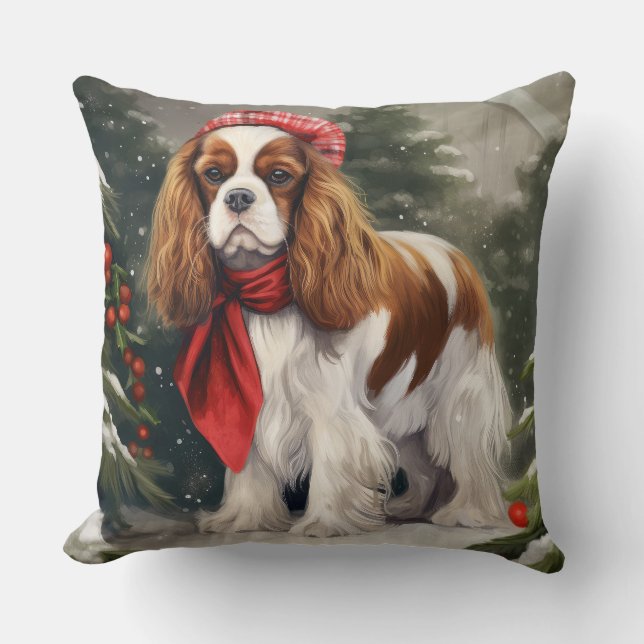 Cavalier King Charles Spaniel Dog Christmas Cushion (Front)