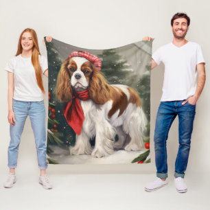 Cavalier King Charles Spaniel Dog Christmas Fleece Blanket