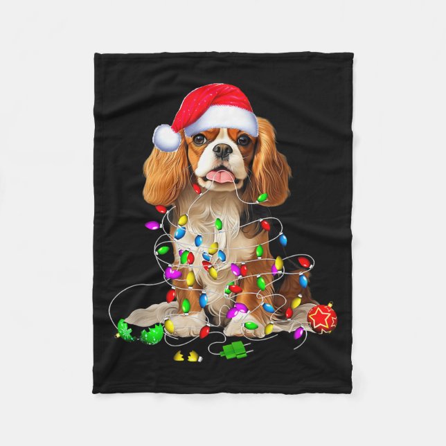 Cavalier King Charles Spaniel Dog Christmas Orname Fleece Blanket (Front)
